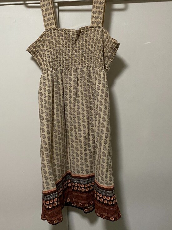Source Unknown Dresses & Skirts - Wide strap, tan & brown, sundress w/scalloped top, size XL- 1X